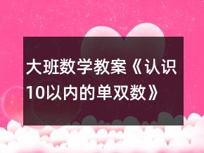 大班数学教案《认识10以内的单双数》反思