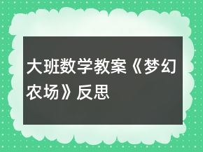 大班数学教案《梦幻农场》反思