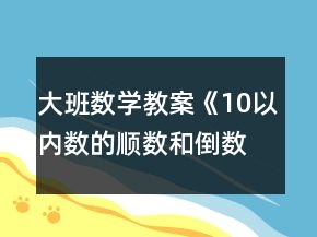 大班数学教案《10以内数的顺数和倒数》反思
