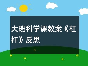 大班科学课教案《杠杆》反思