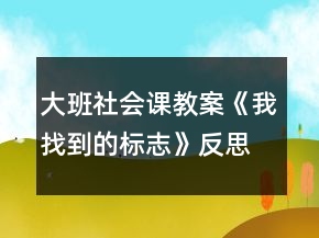 大班社会课教案《我找到的标志》反思