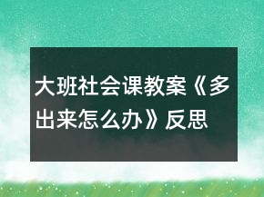 大班社会课教案《多出来怎么办》反思