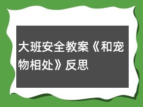 大班安全教案《和宠物相处》反思
