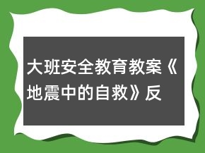 大班安全教育教案《地震中的自救》反思