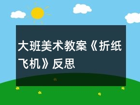 大班美术教案《折纸飞机》反思
