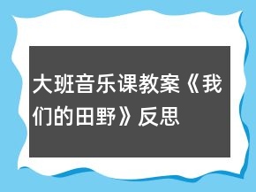 大班音乐课教案《我们的田野》反思
