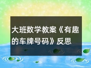 大班数学教案《有趣的车牌号码》反思