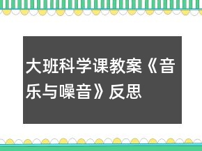 大班科学课教案《音乐与噪音》反思