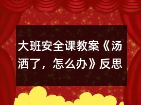 大班安全课教案《汤洒了，怎么办》反思