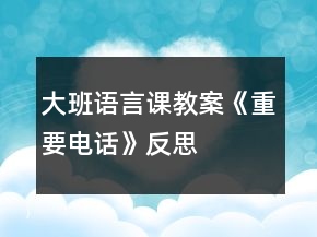 大班语言课教案《重要电话》反思