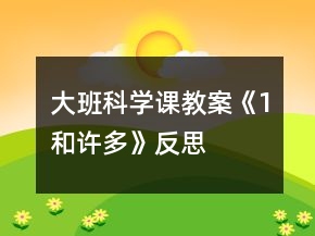大班科学课教案《1和许多》反思