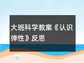 大班科学教案《认识弹性》反思