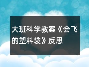 大班科学教案《会飞的塑料袋》反思