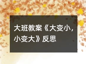 大班教案《大变小，小变大》反思