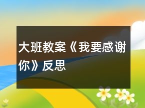 大班教案《我要感谢你》反思