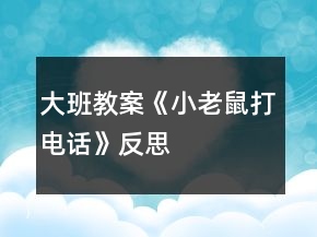 大班教案《小老鼠打电话》反思