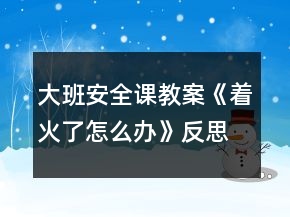大班安全课教案《着火了怎么办》反思