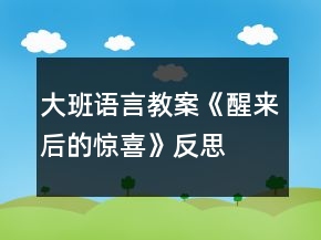 大班语言教案《醒来后的惊喜》反思