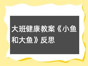 大班健康教案《小鱼和大鱼》反思