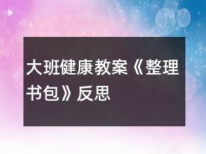 大班健康教案《整理书包》反思