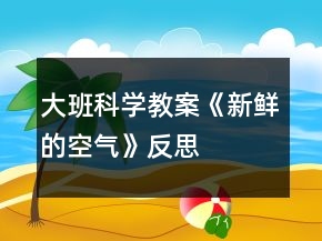 大班科学教案《新鲜的空气》反思
