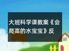 大班科学课教案《会爬高的水宝宝》反思