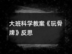 大班科学教案《玩骨牌》反思