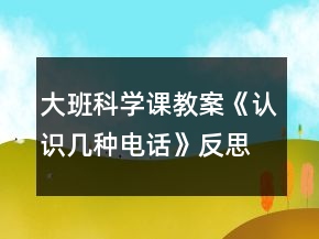 大班科学课教案《认识几种电话》反思