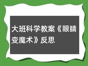 大班科学教案《眼睛变魔术》反思