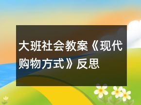 大班社会教案《现代购物方式》反思