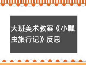 大班美术教案《小瓢虫旅行记》反思