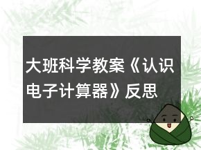 大班科学教案《认识电子计算器》反思
