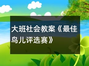 大班社会教案《“最佳鸟儿”评选赛》反思