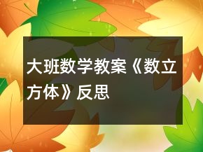 大班数学教案《数立方体》反思