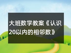 大班数学教案《认识20以内的相邻数》反思
