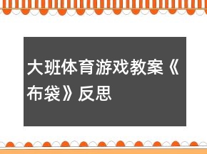大班体育游戏教案《布袋》反思