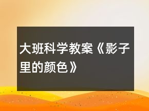 大班科学教案《影子里的颜色》