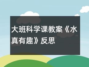 大班科学课教案《水真有趣》反思