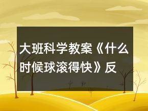 大班科学教案《什么时候球滚得快》反思
