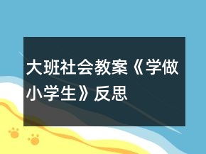 大班社会教案《学做小学生》反思