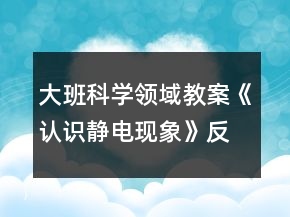 大班科学领域教案《认识静电现象》反思