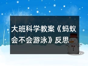 大班科学教案《蚂蚁会不会游泳》反思