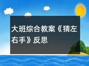 大班综合教案《猜左右手》反思