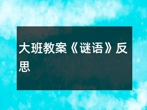大班教案《谜语》反思