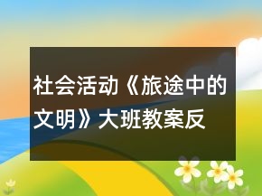 社会活动《旅途中的文明》大班教案反思