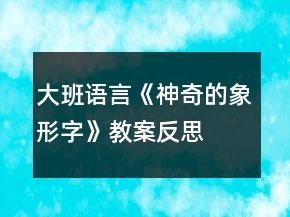 大班语言《神奇的象形字》教案反思