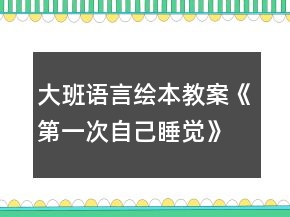 大班语言绘本教案《第一次自己睡觉》反思