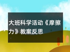 大班科学活动《摩擦力》教案反思