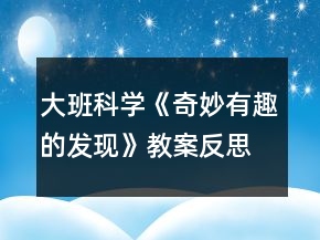 大班科学《奇妙有趣的发现》教案反思