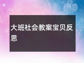大班社会教案：宝贝反思